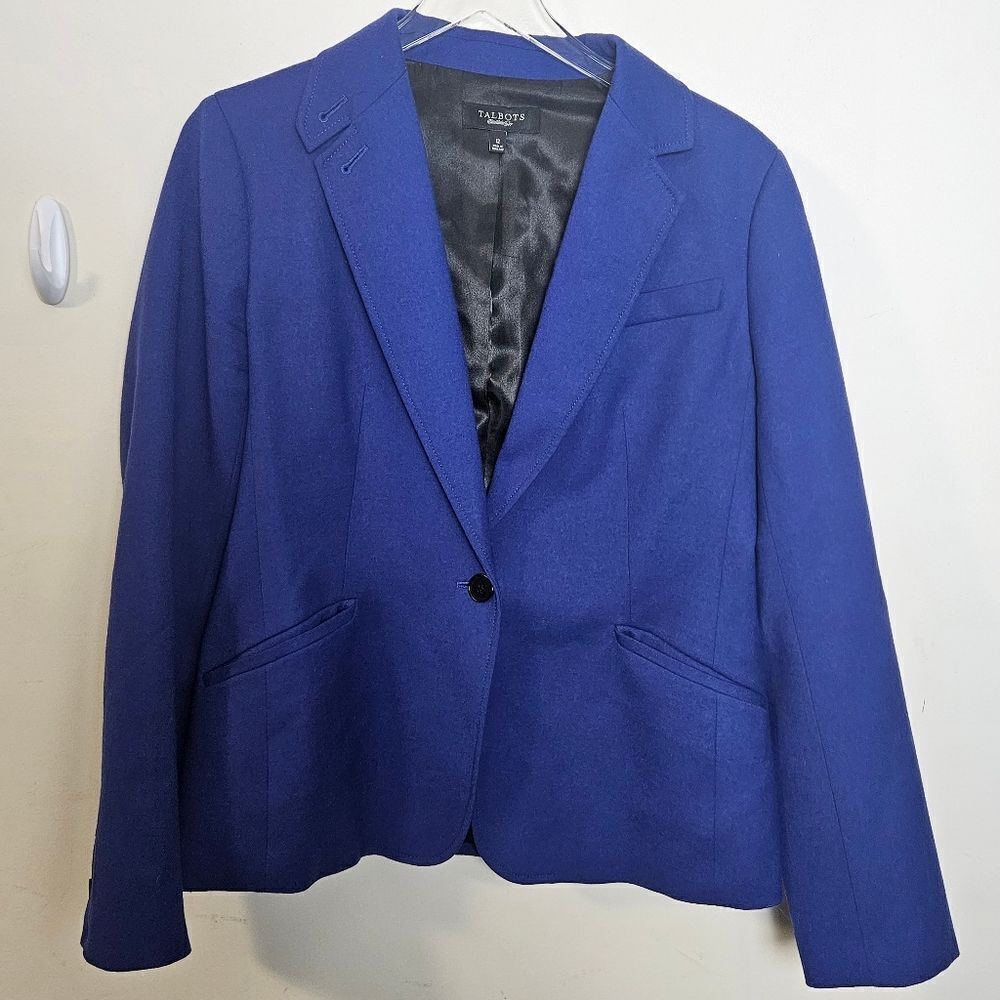 Talbots The Kate Fit Purple Blue Classic Wool Blazer Jewel Toned 12 One Button